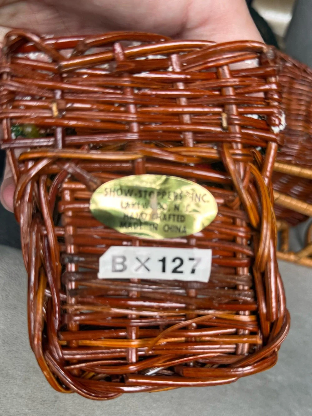 Vintage Show Stoppers Wicker Christmas Sleigh & Snowy Cabin Basket Bundle